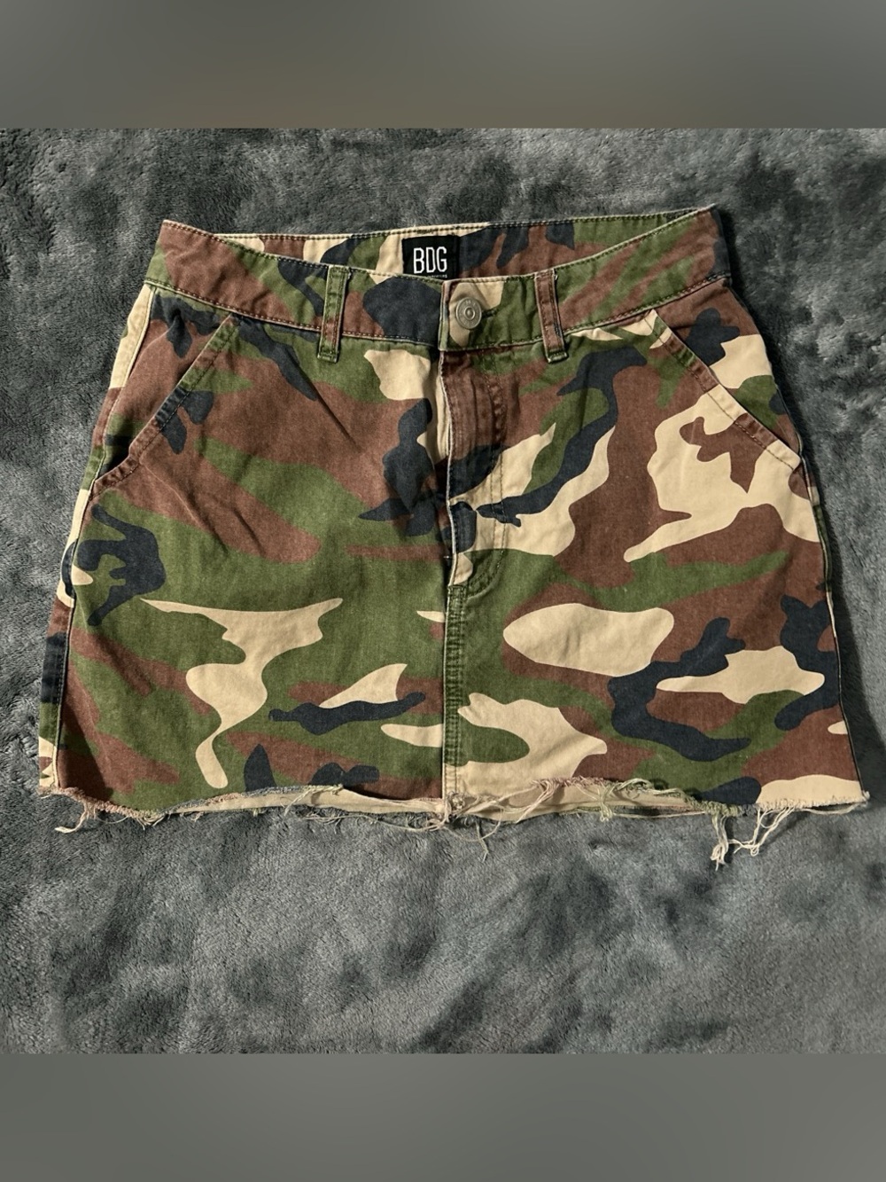 BDG Camo Utility Mini Skirt in Green/Brown